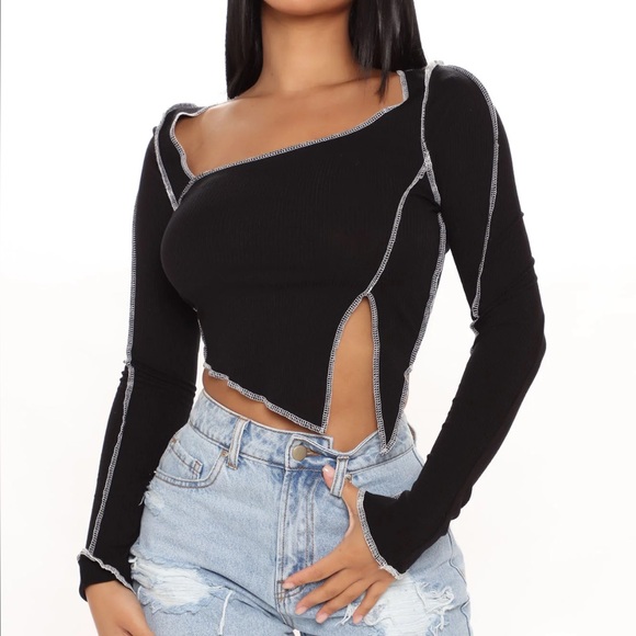 Fashion Nova Long Sleeve Crop Top - Picture 2 of 6